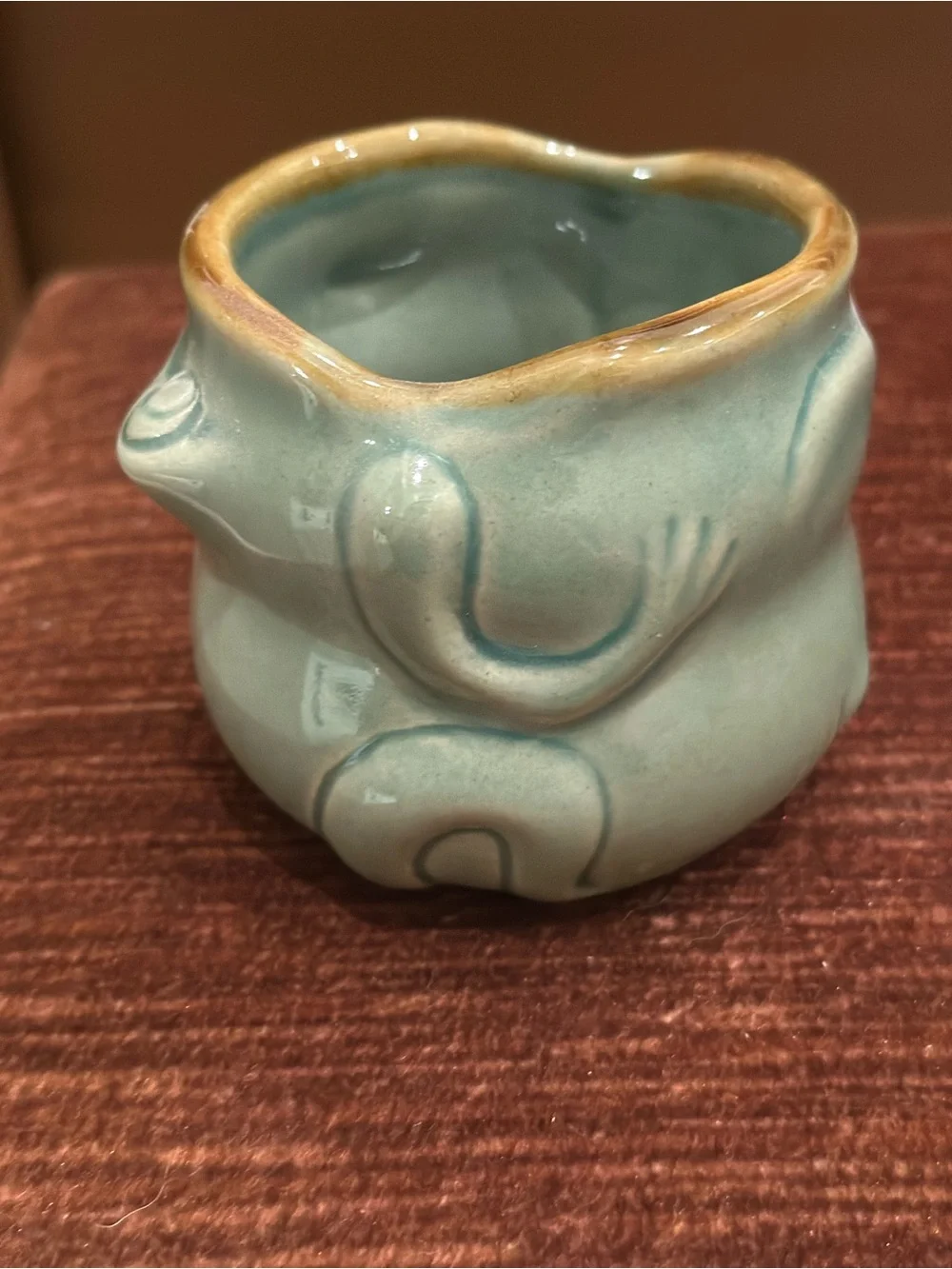 Ceramic Frog Planter in Seafoam Green